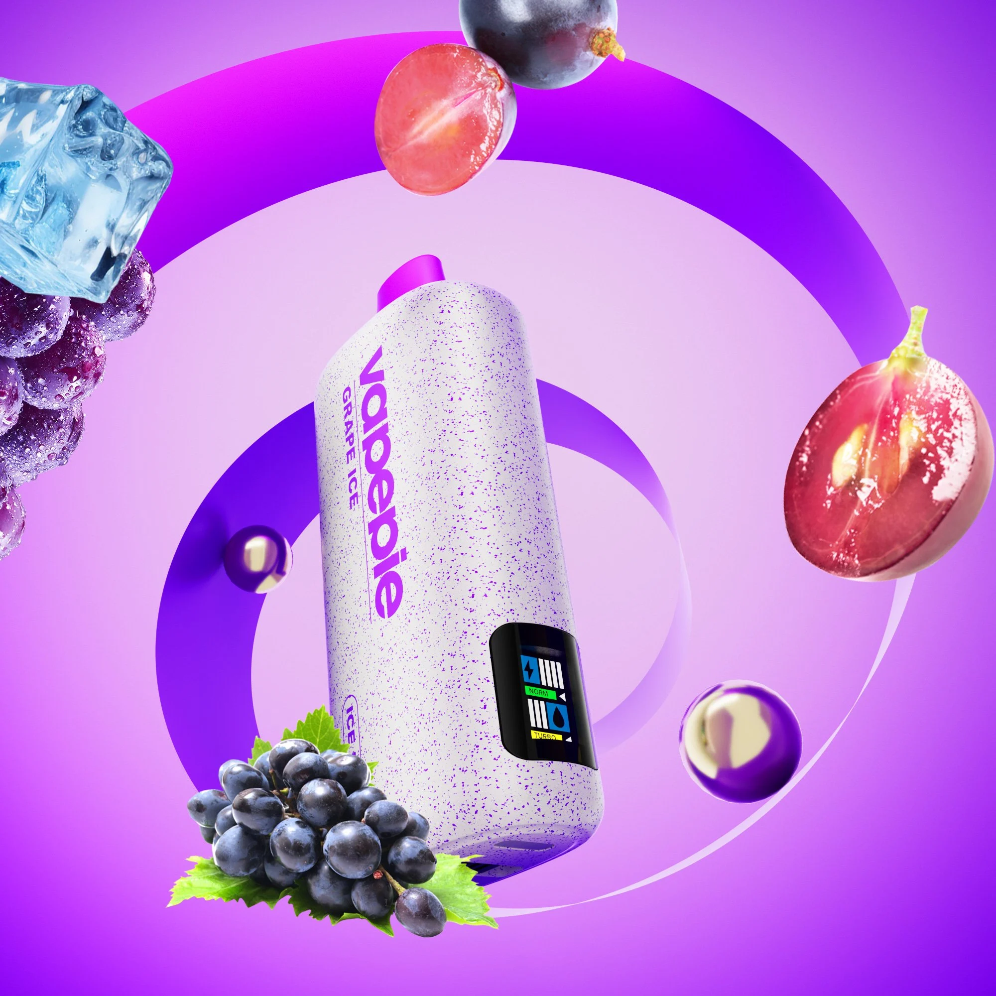 aa627b96a141704fbbe9236c0a186e7aec66c046.webp Vapepie Powergo 9800 Puffs Grape Ice - 图片 1