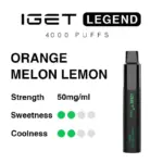 IGET Legend 4000 Puffs Orange Melon Lemon - 图片 2