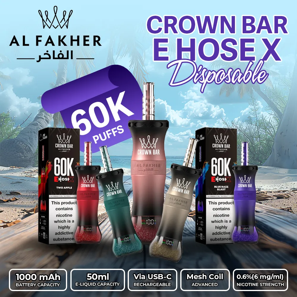 Al_Fakher_Crown_Bar_E_Hose_X_60K_Puff_Disposable_Banner.webp Al Fakher Crown Bar E Hose X 60k Puffs -10 packs (shipped from Overseas) - Lemon Mint