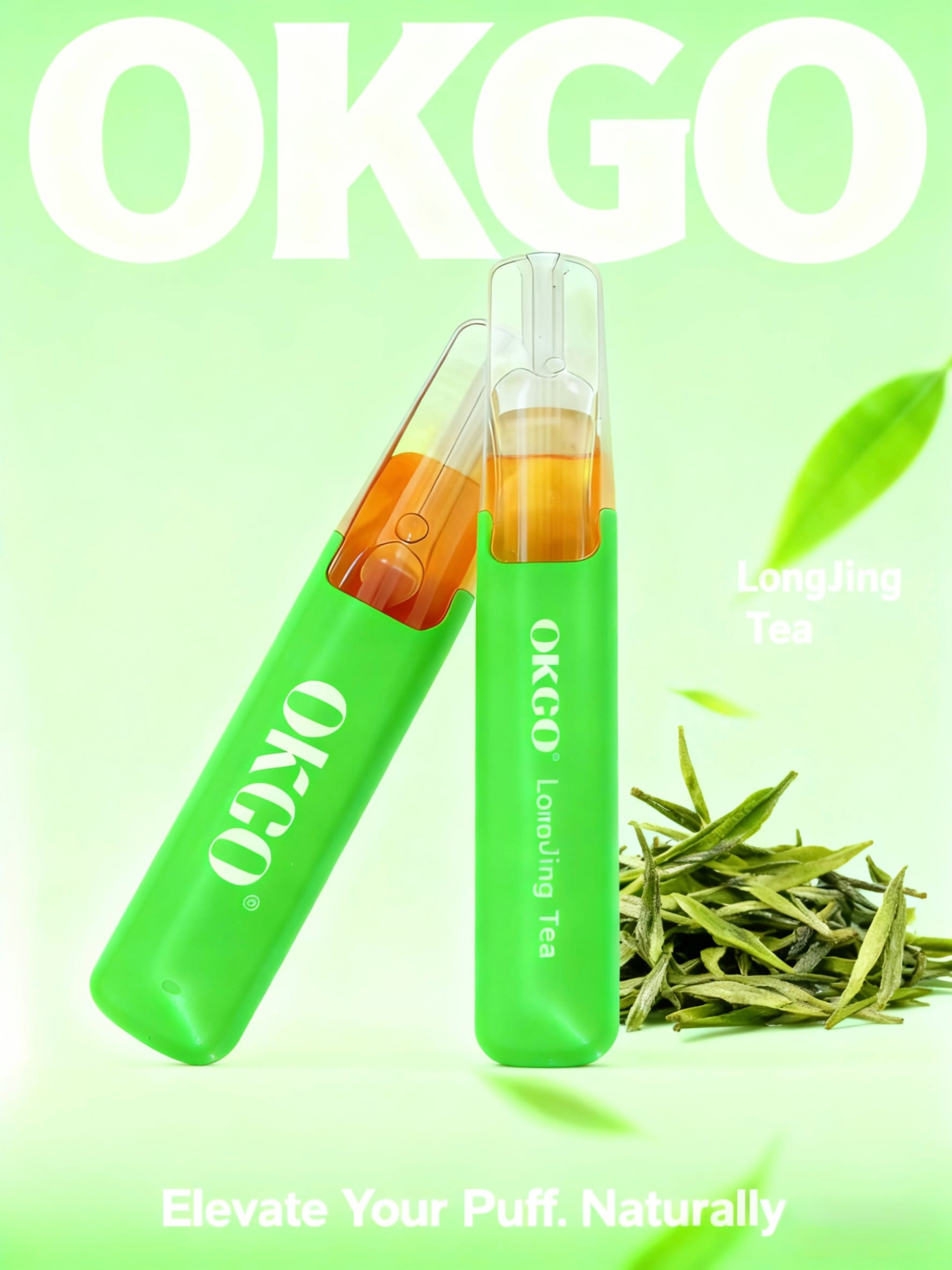 OKGO-6500-Puffs-Long-Jing-Tea.jpg OKGO 6500 Puffs Long Jing Tea -10 Pack - Long Jing Tea