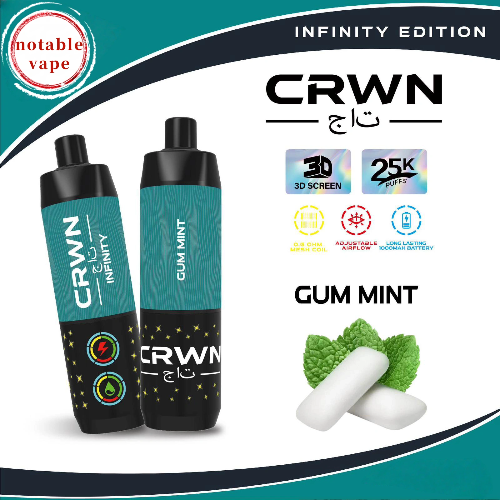 cbdb35_061f4ca1abb04400811cd16a63d9e831mv2.webp Crwn Infinity - Gum Mint - 25,000 - Image 1