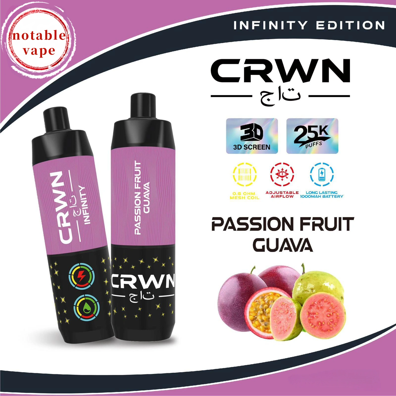 cbdb35_c8131ba4efca46a78f4bfbeb8dc4a703mv2.webp Crwn Infinity - Passion Fruit Guava - 25,000 - Image 1